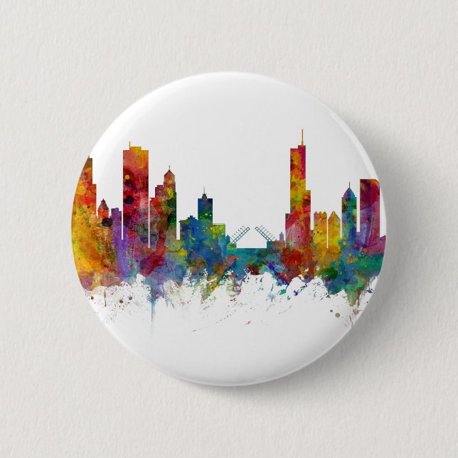 Chicago Illinois Skyline Button (Front)