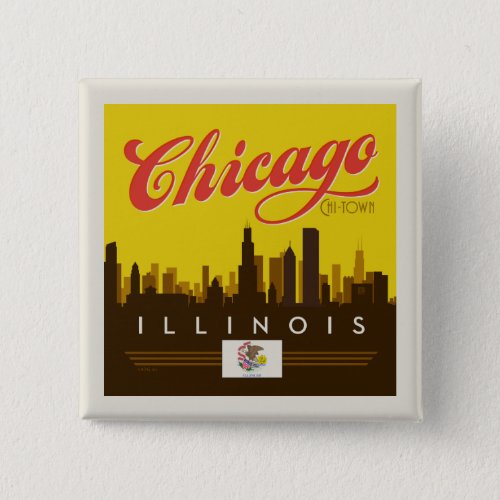 Chicago Illinois Skyline Button