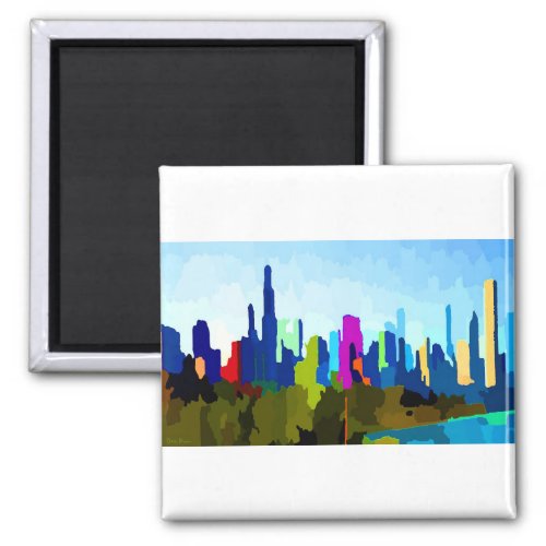 Chicago Illinois Skyline by Jon Baran Magnet