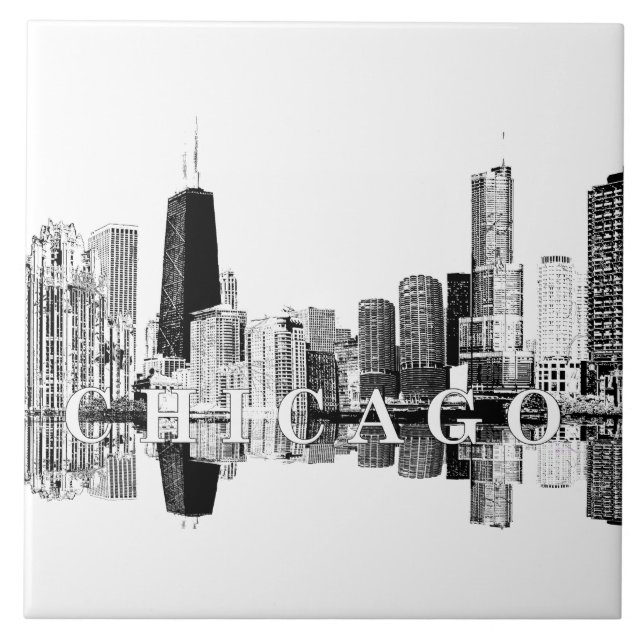 Chicago, Illinois skyline Ceramic Tile (Front)