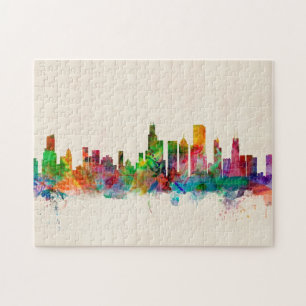 Chicago Illinois Skyline Cityscape Jigsaw Puzzle