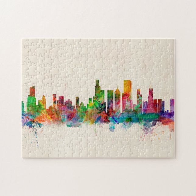 Chicago Illinois Skyline Cityscape Jigsaw Puzzle (Horizontal)