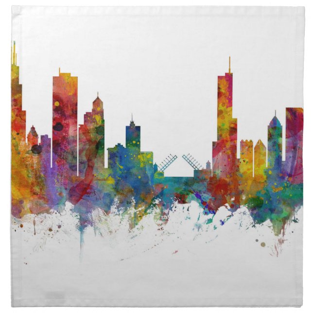 Chicago Illinois Skyline Cloth Napkin (Front)