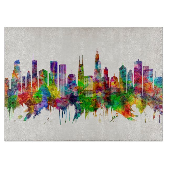 Chicago Illinois Skyline Cutting Board (Front)