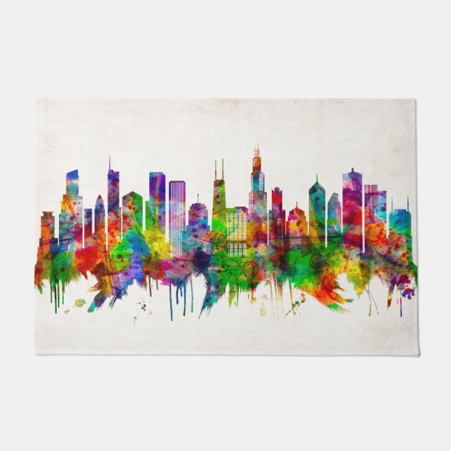 Chicago Illinois Skyline Doormat (Front)