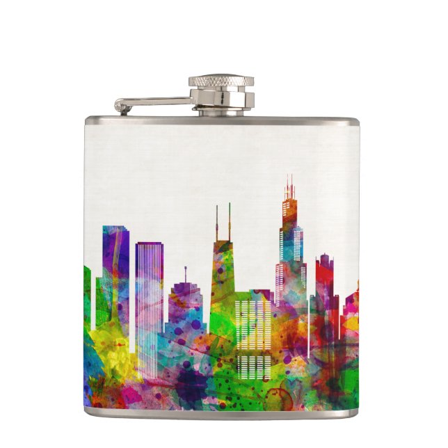 Chicago Illinois Skyline Flask (Front)
