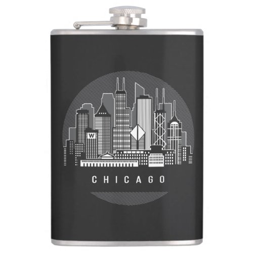 Chicago Illinois Skyline Flask