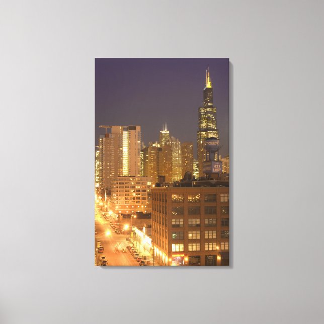 Chicago, Illinois, Skyline from West Loop at Canvas Print (Front)