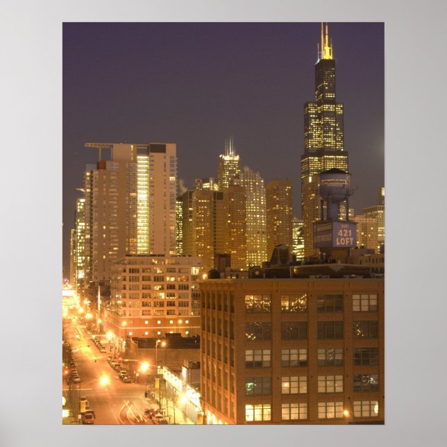 Chicago, Illinois, Skyline from West Loop at Poster (Front)