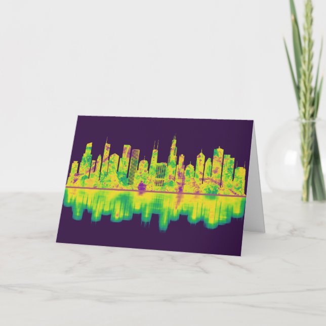 Chicago Illinois Skyline Holiday Card (Front)