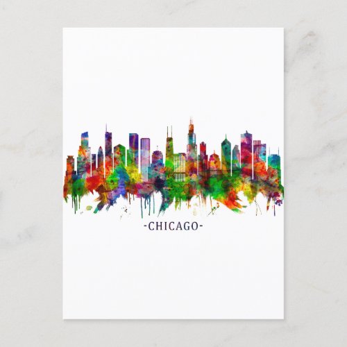 Chicago Illinois Skyline Holiday Postcard