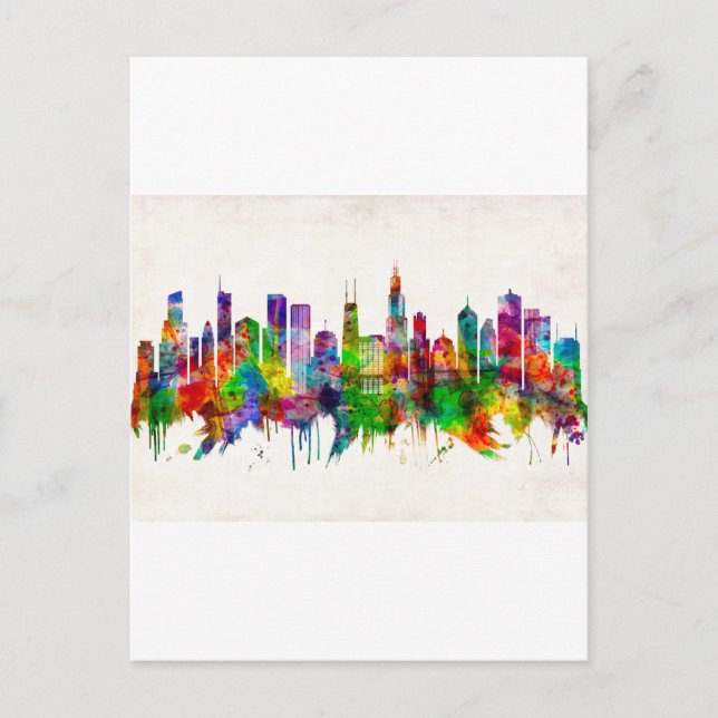 Chicago Illinois Skyline Holiday Postcard (Front)