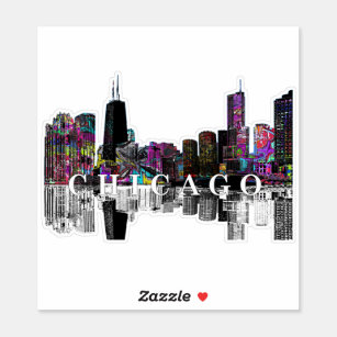 Chicago, Illinois skyline in graffiti Sticker