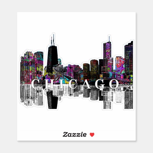 Chicago Illinois skyline in graffiti Sticker