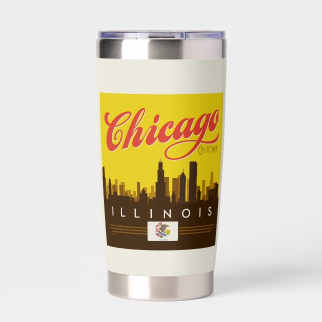 Chicago Illinois Skyline Insulated Tumbler (Front)