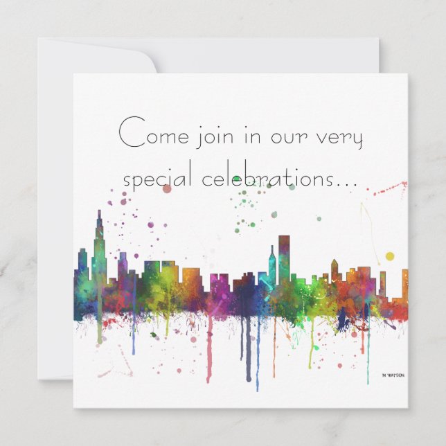 CHICAGO, ILLINOIS SKYLINE INVITATION (Front)