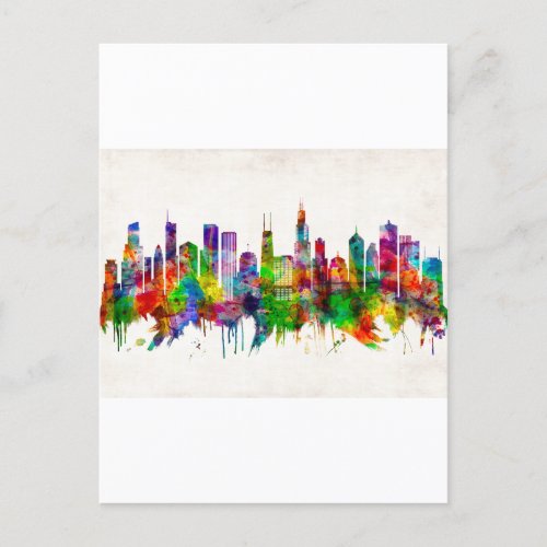 Chicago Illinois Skyline Invitation Postcard