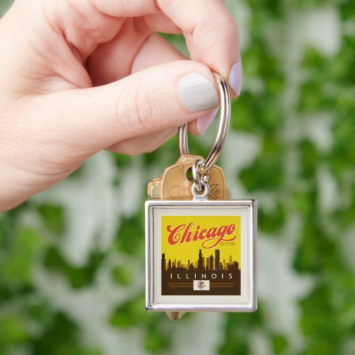 Chicago Illinois Skyline Keychain