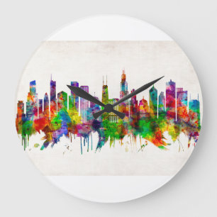 Chicago Illinois Skyline Large Clock
