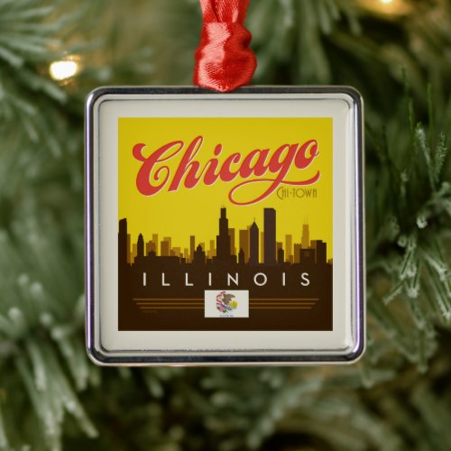 Chicago Illinois Skyline Metal Ornament