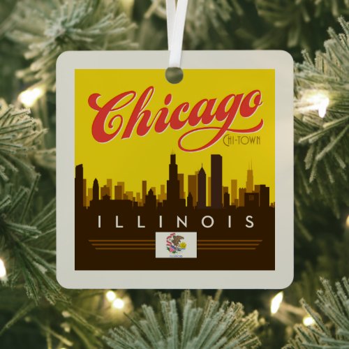 Chicago Illinois Skyline Metal Ornament