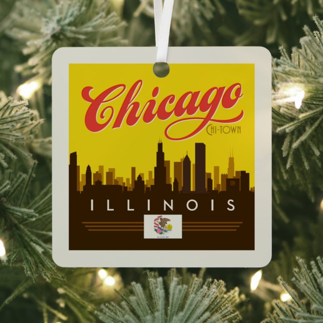 Chicago Illinois Skyline Metal Ornament (Insitu)