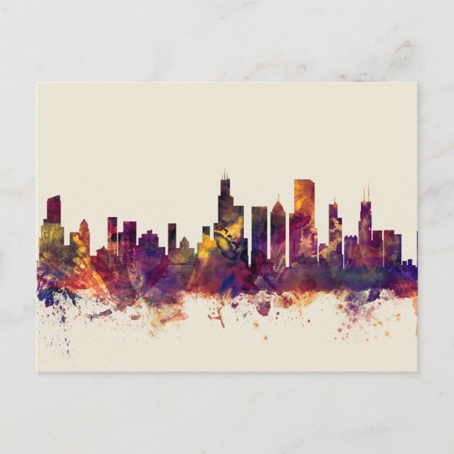 Chicago Illinois Skyline Postcard (Front)