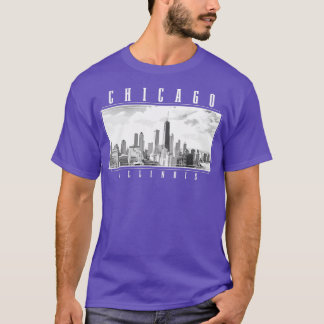 Chicago Illinois Skyline Pride Black White Vintag T-Shirt