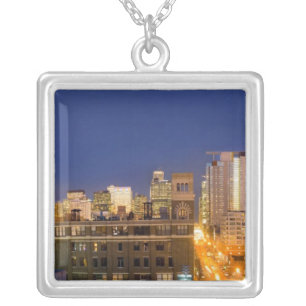 Chicago, Illinois, skyline shot from West Loop Silver Plated Necklace