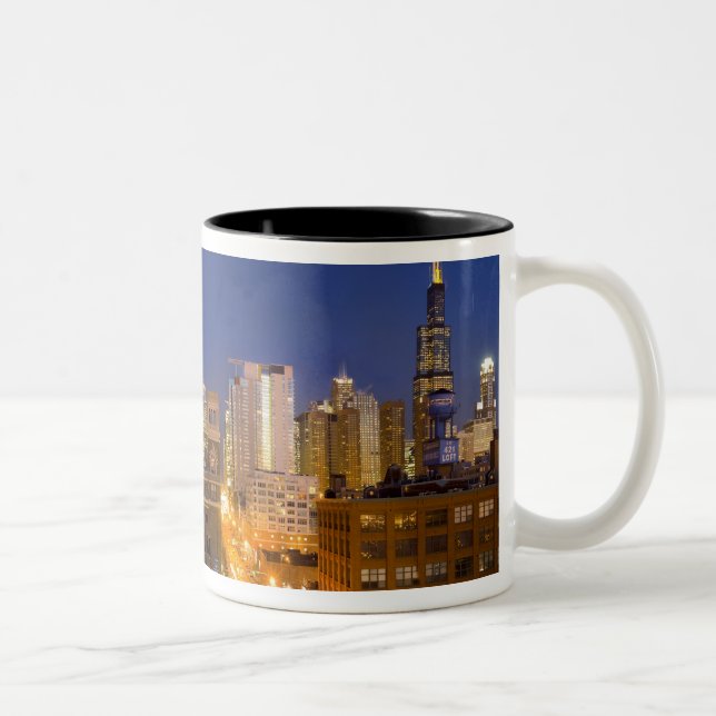 Chicago, Illinois, skyline shot from West Loop Two-Tone Coffee Mug (Right)