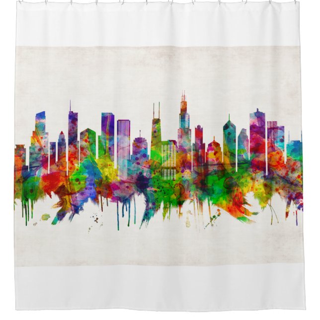 Chicago Illinois Skyline Shower Curtain (Front)