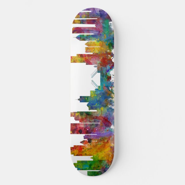 Chicago Illinois Skyline Skateboard (Front)