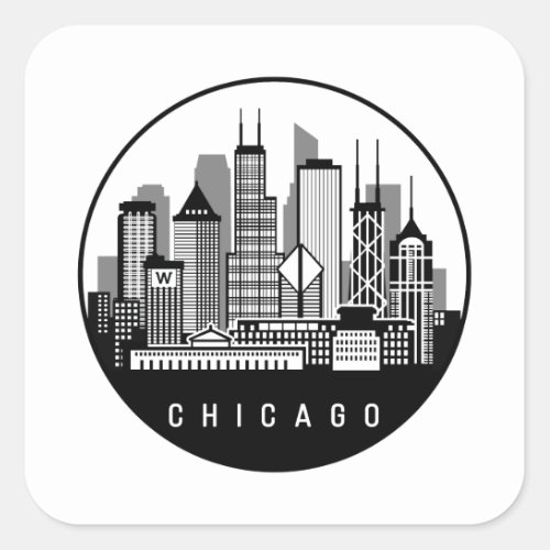 Chicago Illinois Skyline Square Sticker