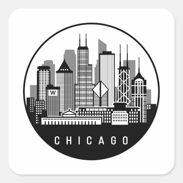 Chicago Illinois Skyline Square Sticker (Front)