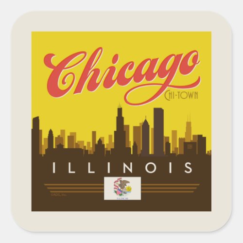 Chicago Illinois Skyline Square Sticker