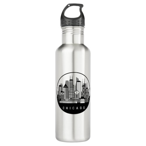 Chicago Illinois Skyline Stainless Steel Water Bottle