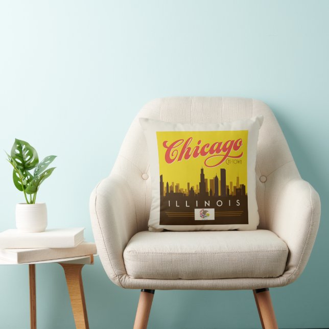 Chicago Illinois Skyline Throw Pillow (Chair)