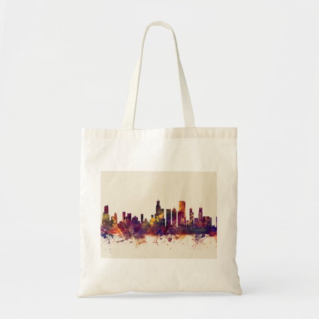 Chicago Illinois Skyline Tote Bag (Front)