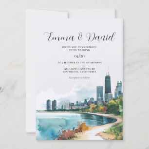 Chicago Illinois Skyline Wedding Invitation