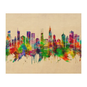 Chicago Illinois Skyline Wood Wall Art