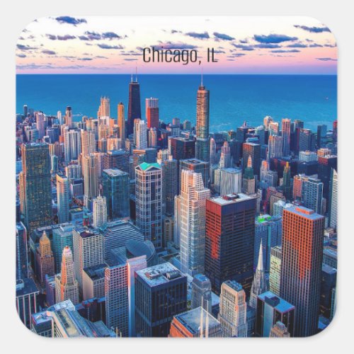 Chicago Illinois Skyscrapers Square Sticker