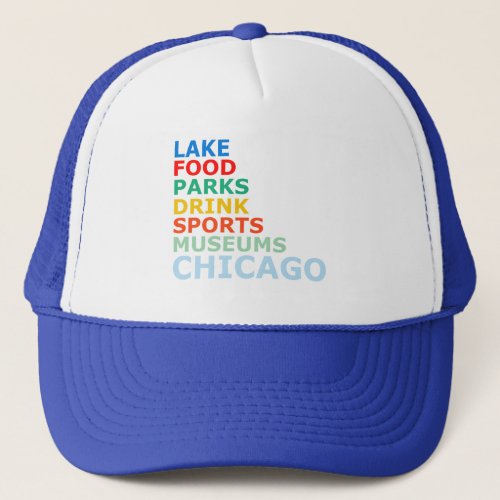 Chicago Illinois Souvenir Food Sports Museum Drink Trucker Hat