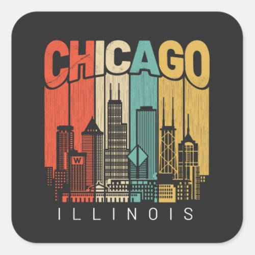 Chicago Illinois Square Sticker