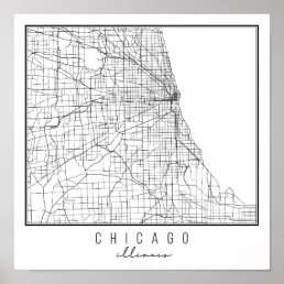 Chicago Illinois Street Map Poster