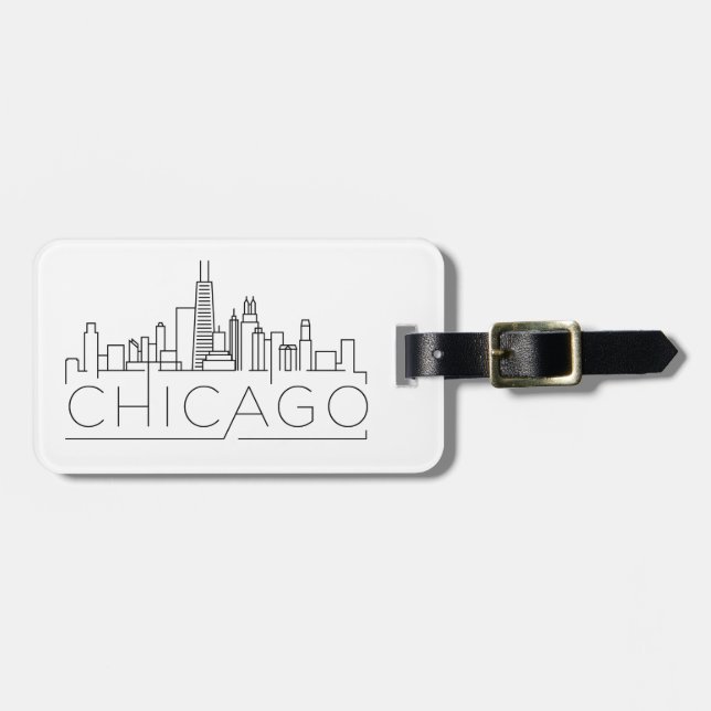 Chicago, Illinois Stylized Skyline Luggage Luggage Tag (Front Horizontal)