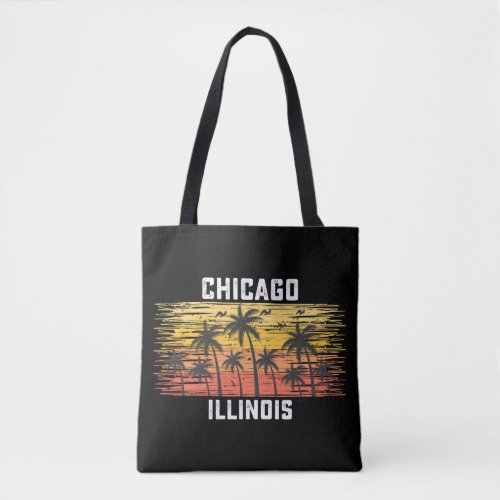 Chicago Illinois Summer Retro VIntage Vacation Tote Bag