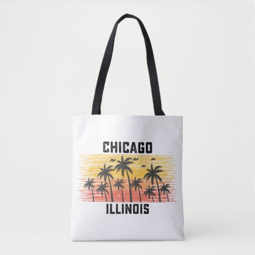 Chicago Illinois Summer Retro VIntage Vacation Tote Bag