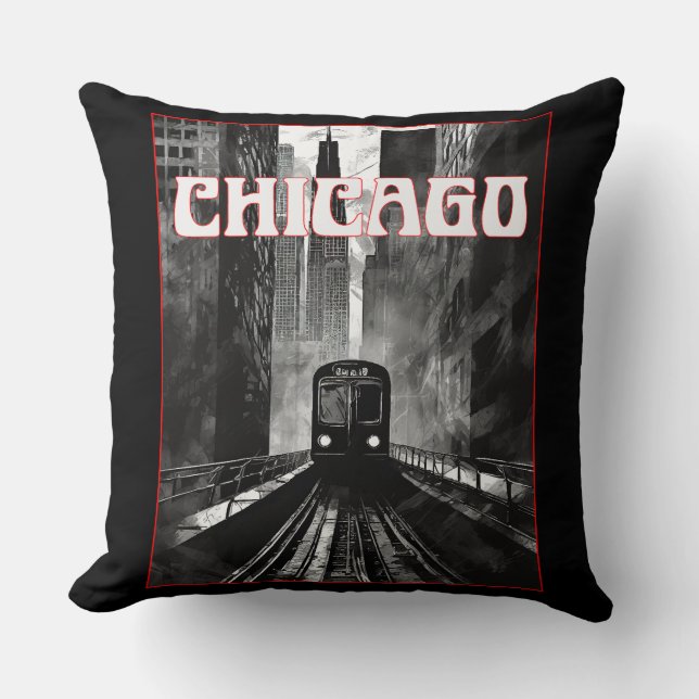 Chicago Illinois Throw Pillow (Front)