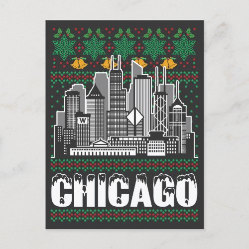 Chicago Illinois Ugly Christmas Postcard