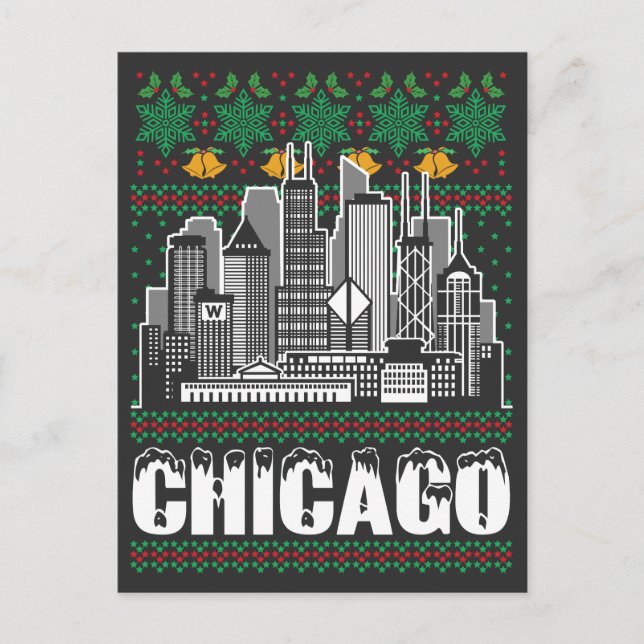 Chicago Illinois Ugly Christmas Postcard (Front)